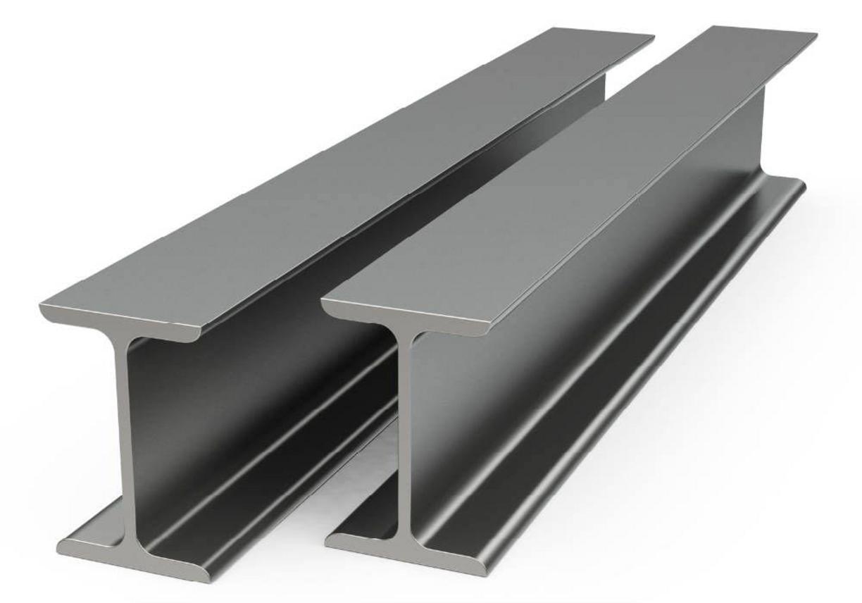 Thép Hình I 400 7 Sự khác biệt về mặt cắt giữa thép hình I (trái) và thép hình H (phải).